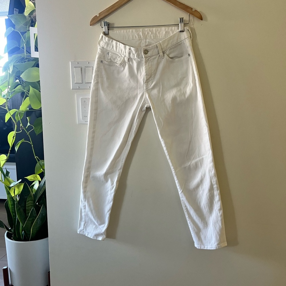 7 For All Mankind Women's Cropped White Jeans